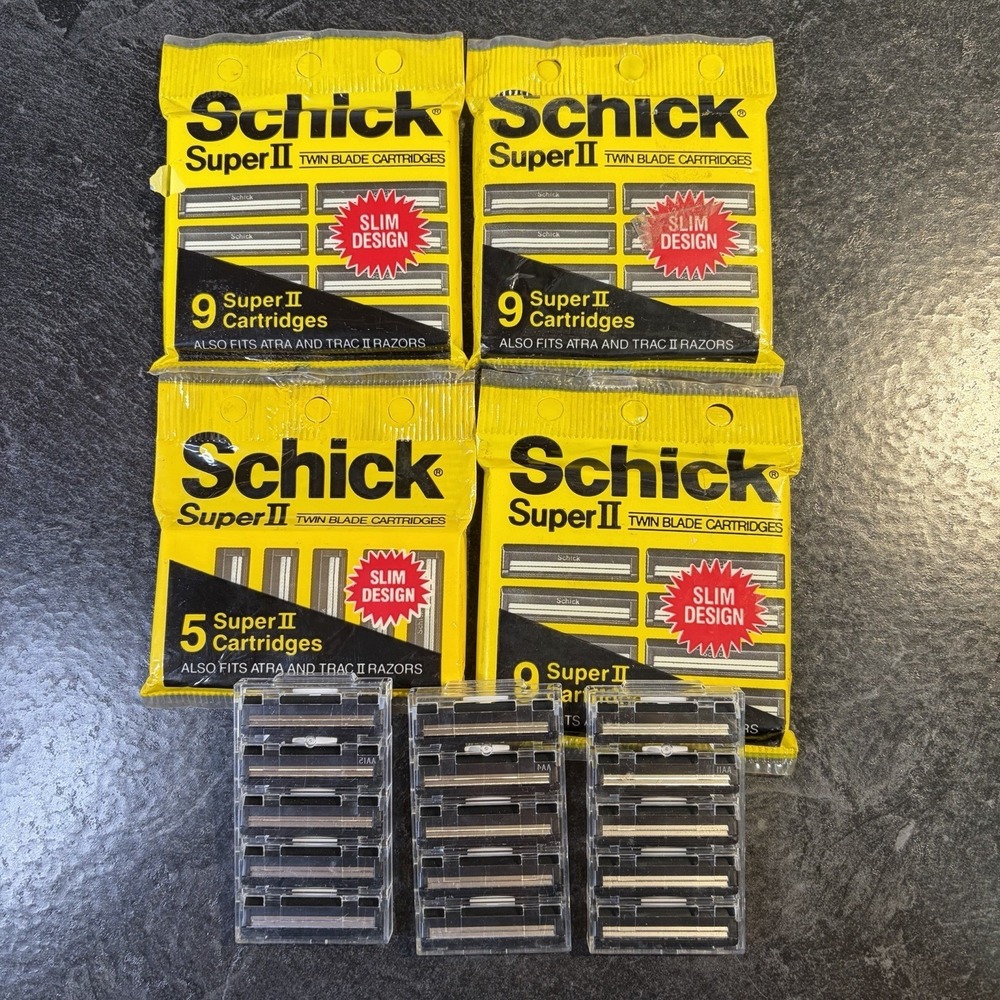 Vintage Schick Super II Twin Blade Razor Cartridges Fits ATRA Trac II 47 Count